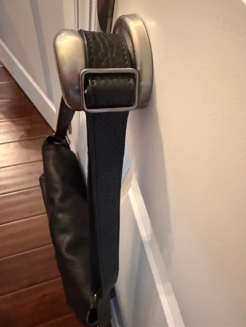 LN Coach Black All Leather Laptop Messenger Crossbody Shoulder Bag